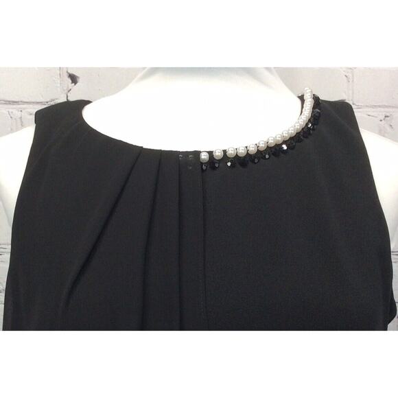 SLNY Women's Dress Sz 14 Black Sheath Embellished Neckline One Side Overlay NWT - Picture 5 of 12